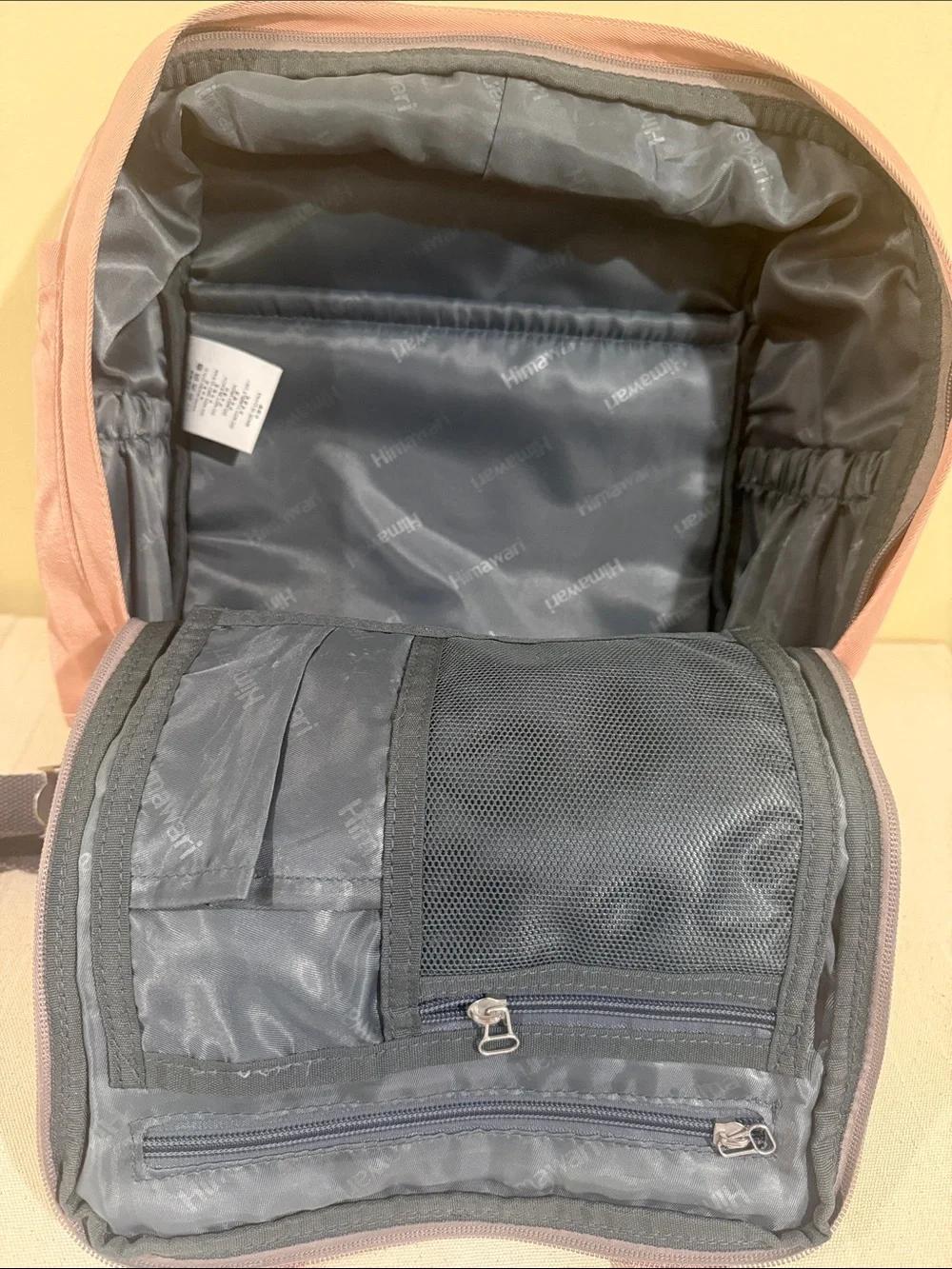 Two-Tone Pink and Gray Canvas Backpack with Leather Trim